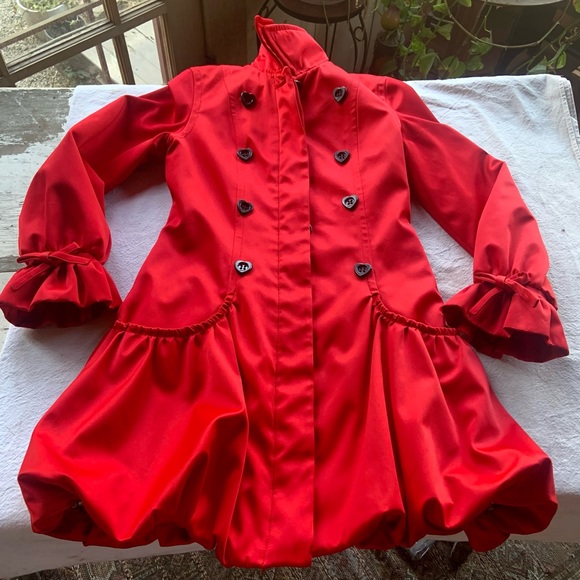 Betsey Johnson Jackets & Blazers - EUC BETSEY JOHNSON RED SATIN COAT